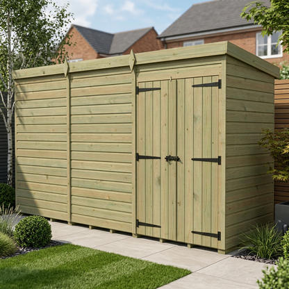 12 x 4 Pent Shed (Double Door, No Windows) - Pent Shed