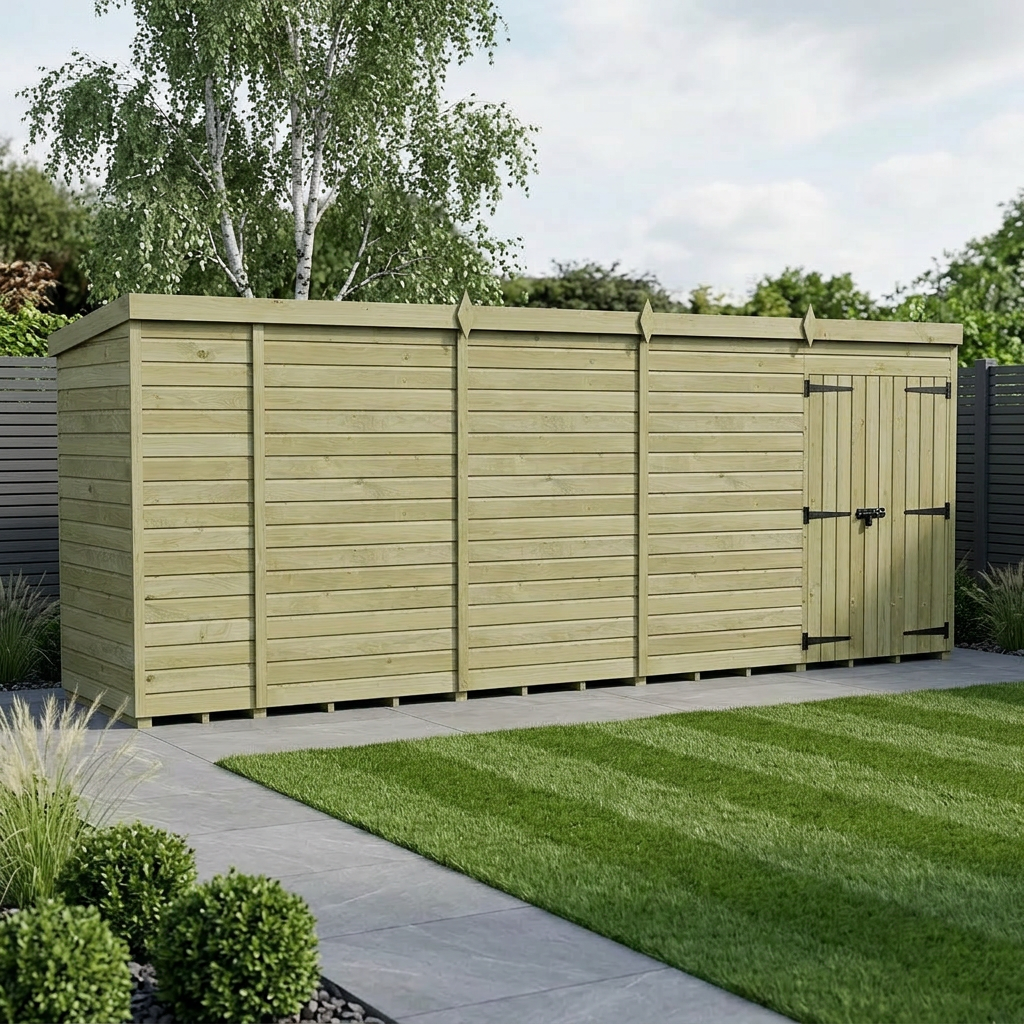 17 x 4 Pent Shed (Double Door, No Windows) - Pent Shed
