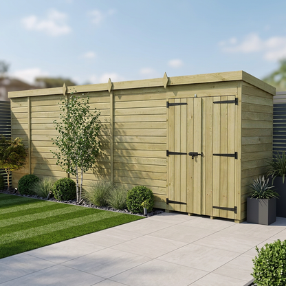 19 x 4 Pent Shed (Double Door, No Windows) - Pent Shed