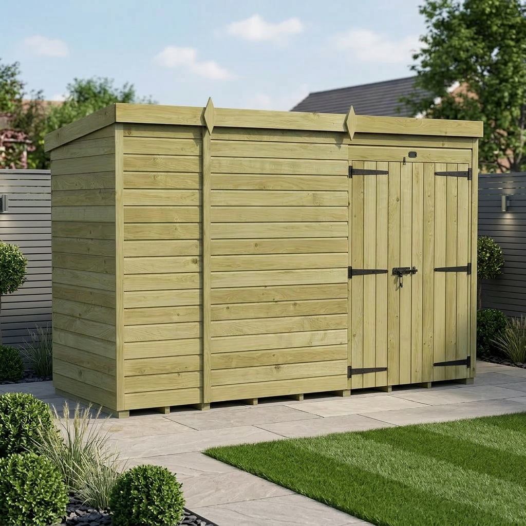 11 x 4 Pent Shed (Double Door, No Windows) - Pent Shed