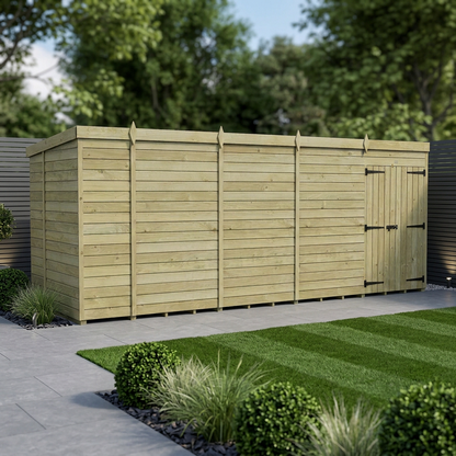 18 x 5 Pent Shed (Double Door, No Windows) - Pent Shed
