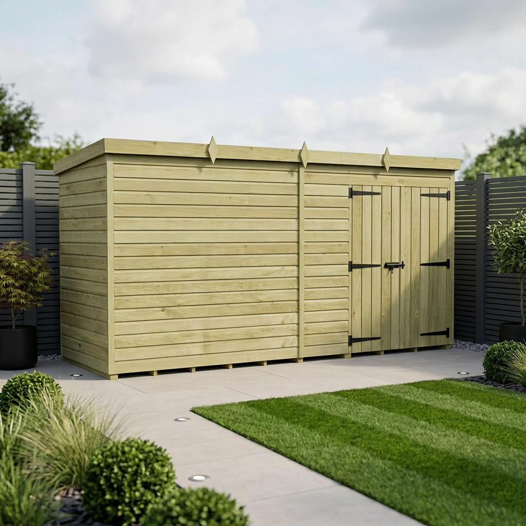 16 x 4 Pent Shed (Double Door, No Windows) - Pent Shed