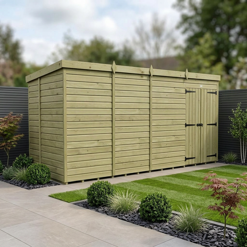 15 x 6 Pent Shed (Double Door, No Windows) - Pent Shed