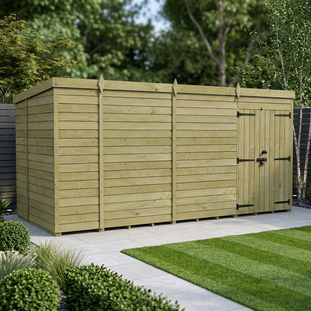 14 x 6 Pent Shed (Double Door, No Windows) - view 2