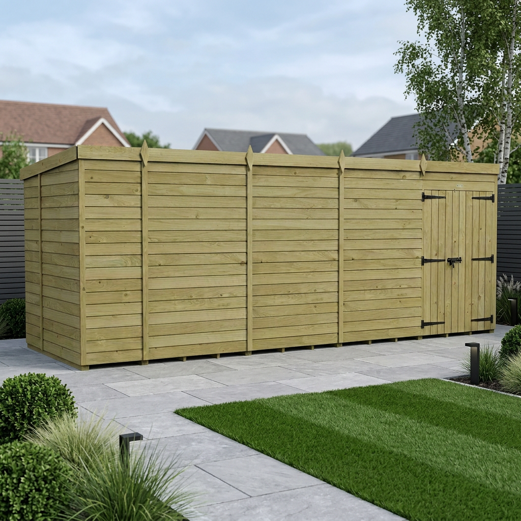18 x 6 Pent Shed (Double Door, No Windows) - Pent Shed