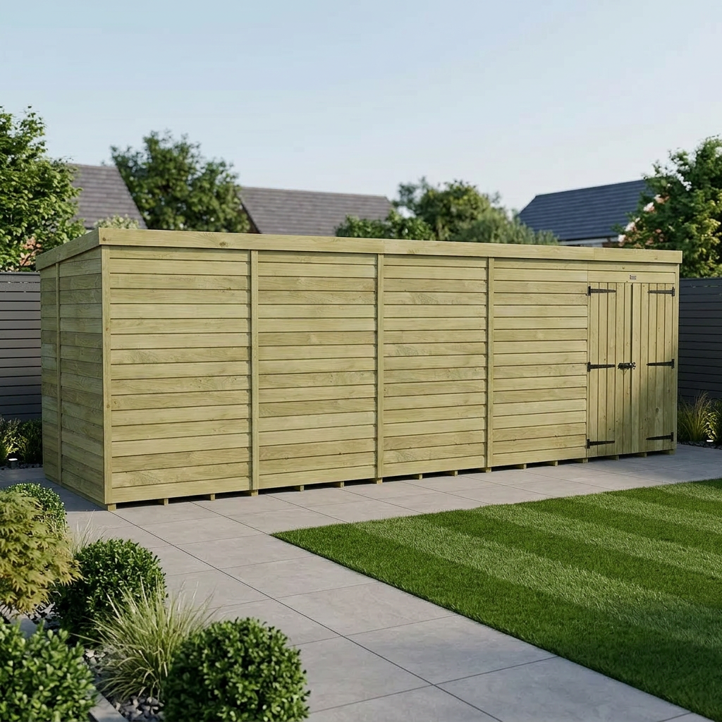 19 x 6 Pent Shed (Double Door, No Windows) - view 2