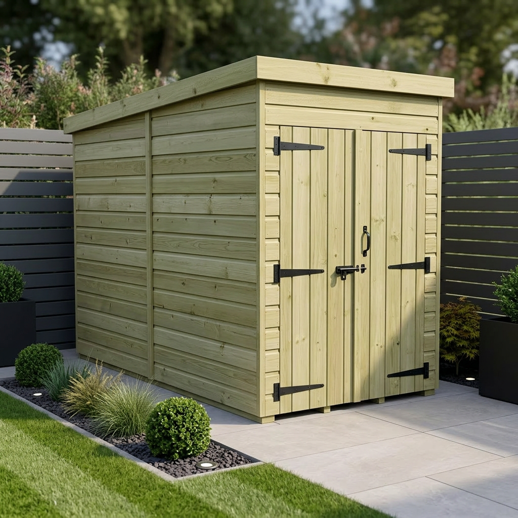 4 x 7 Pent Shed (Double Door, No Windows) - Pent Shed