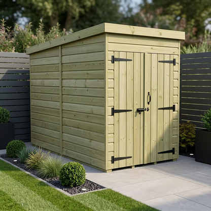 4 x 7 Pent Shed (Double Door, No Windows) - Pent Shed