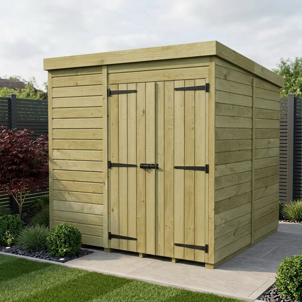 8 x 7 Pent Shed (Double Door, No Windows) - Pent Shed