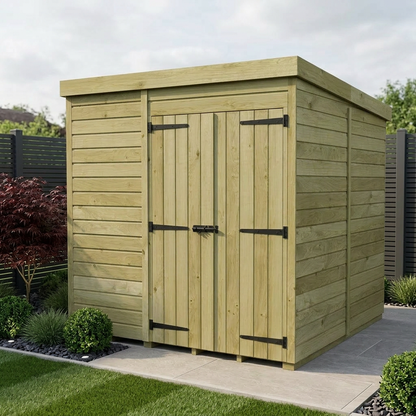 8 x 7 Pent Shed (Double Door, No Windows) - Pent Shed