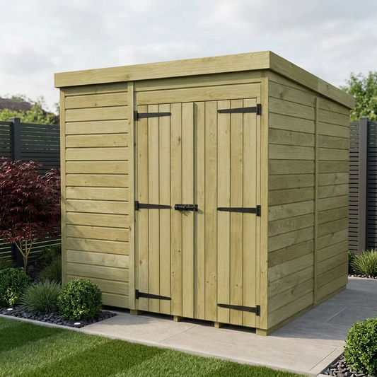 8 x 7 Pent Shed (Double Door, No Windows) - Pent Shed