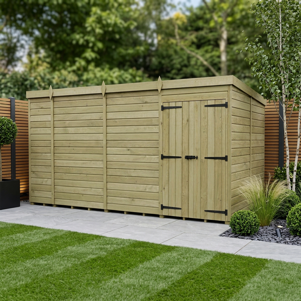 14 x 7 Pent Shed (Double Door, No Windows) - Pent Shed
