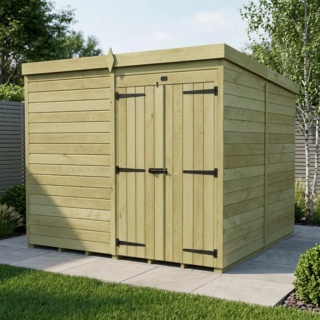 8 x 8 Pent Shed (Double Door, No Windows) - Pent Shed