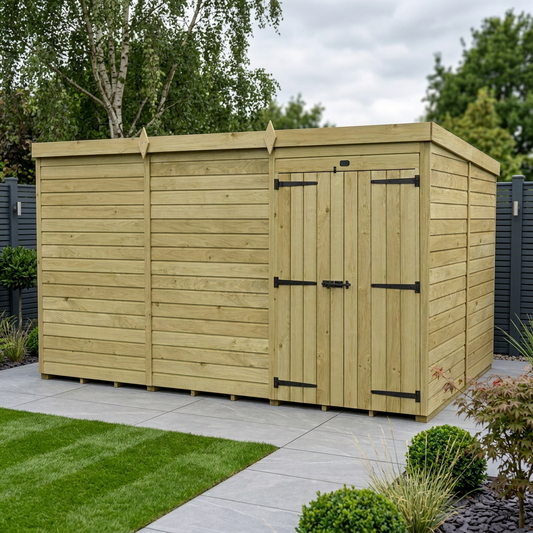 12 x 8 Pent Shed (Double Door, No Windows) - view 2