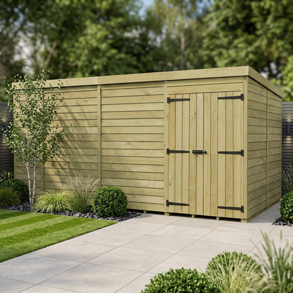 13 x 8 Pent Shed (Double Door, No Windows) - Pent Shed