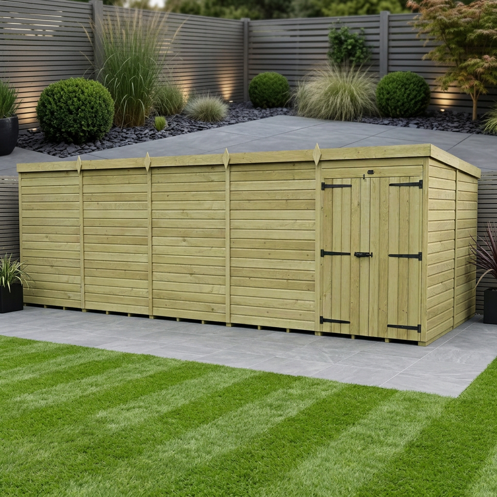 20 x 8 Pent Shed (Double Door, No Windows) - Pent Shed