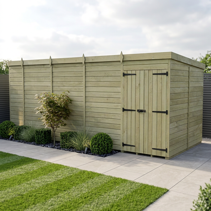 19 x 8 Pent Shed (Double Door, No Windows) - view 2