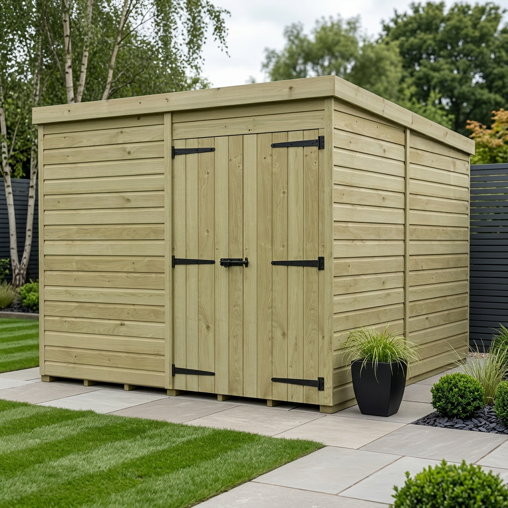 8 x 9 Pent Shed (Double Door, No Windows) - Pent Shed