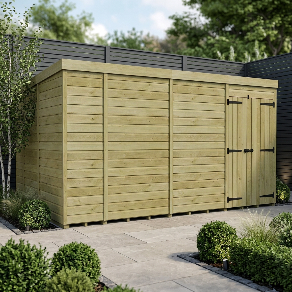 14 x 9 Pent Shed (Double Door, No Windows) - Pent Shed