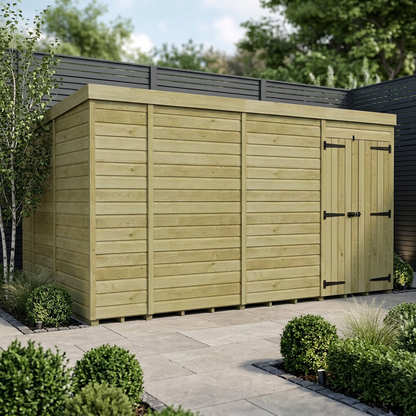 14 x 9 Pent Shed (Double Door, No Windows) - Pent Shed