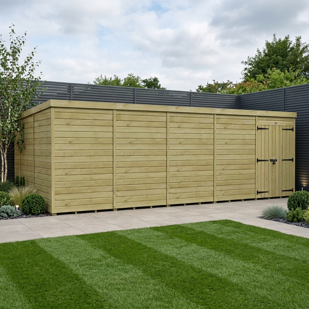 20 x 9 Pent Shed (Double Door, No Windows) - view 2