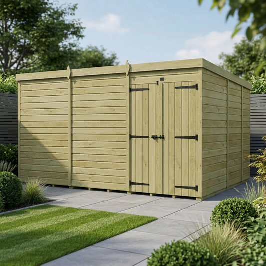 12 x 9 Pent Shed (Double Door, No Windows) - Pent Shed
