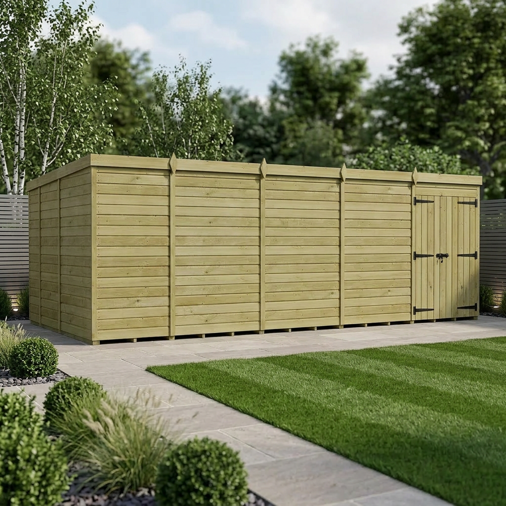19 x 9 Pent Shed (Double Door, No Windows) - Pent Shed