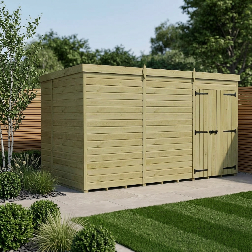 12 x 10 Pent Shed (Double Door, No Windows) - Pent Shed