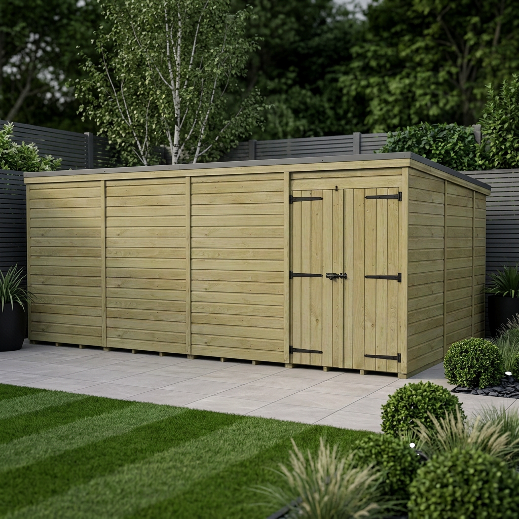 16 x 10 Pent Shed (Double Door, No Windows) - Pent Shed