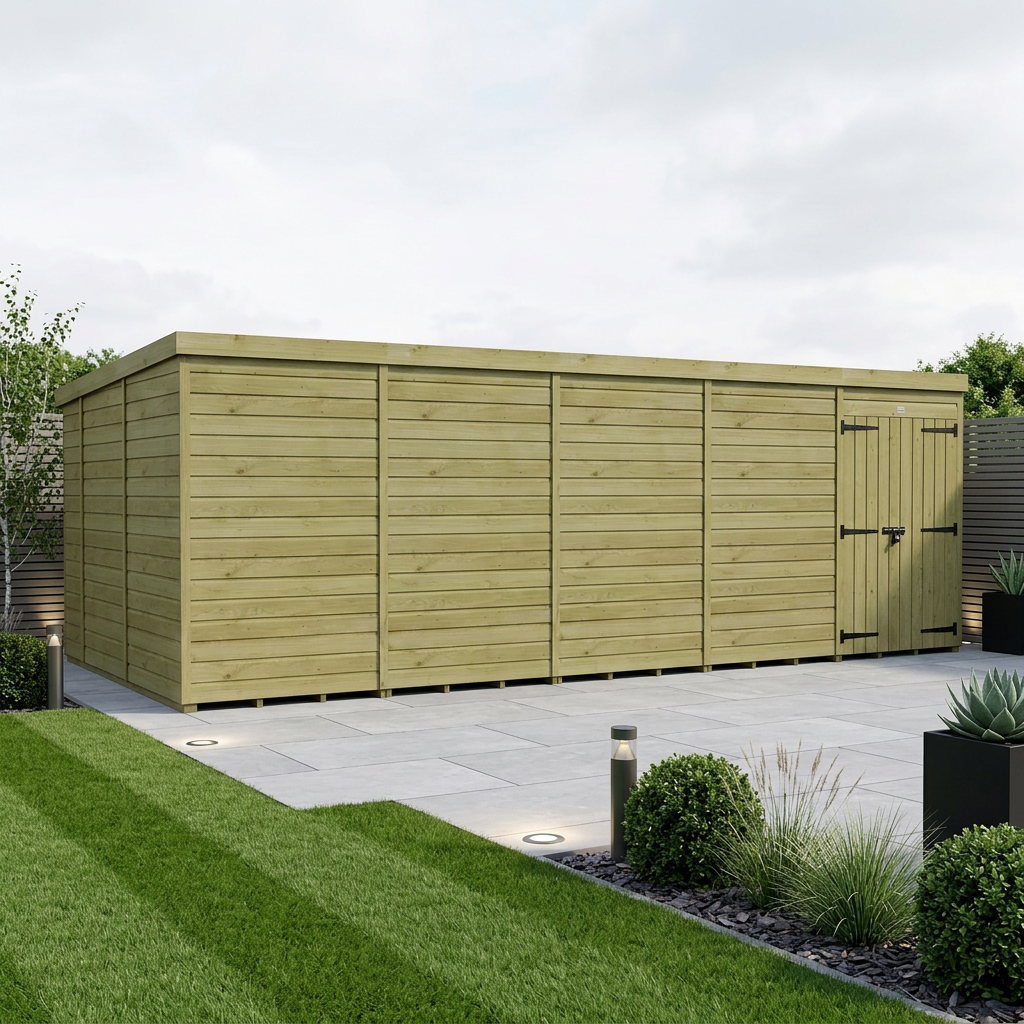 20 x 10 Pent Shed (Double Door, No Windows) - Pent Shed