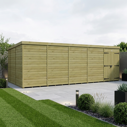 20 x 10 Pent Shed (Double Door, No Windows) - Pent Shed