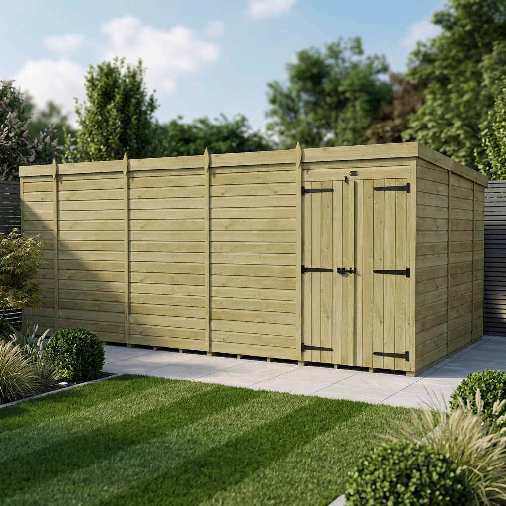 18 x 10 Pent Shed (Double Door, No Windows) - Pent Shed