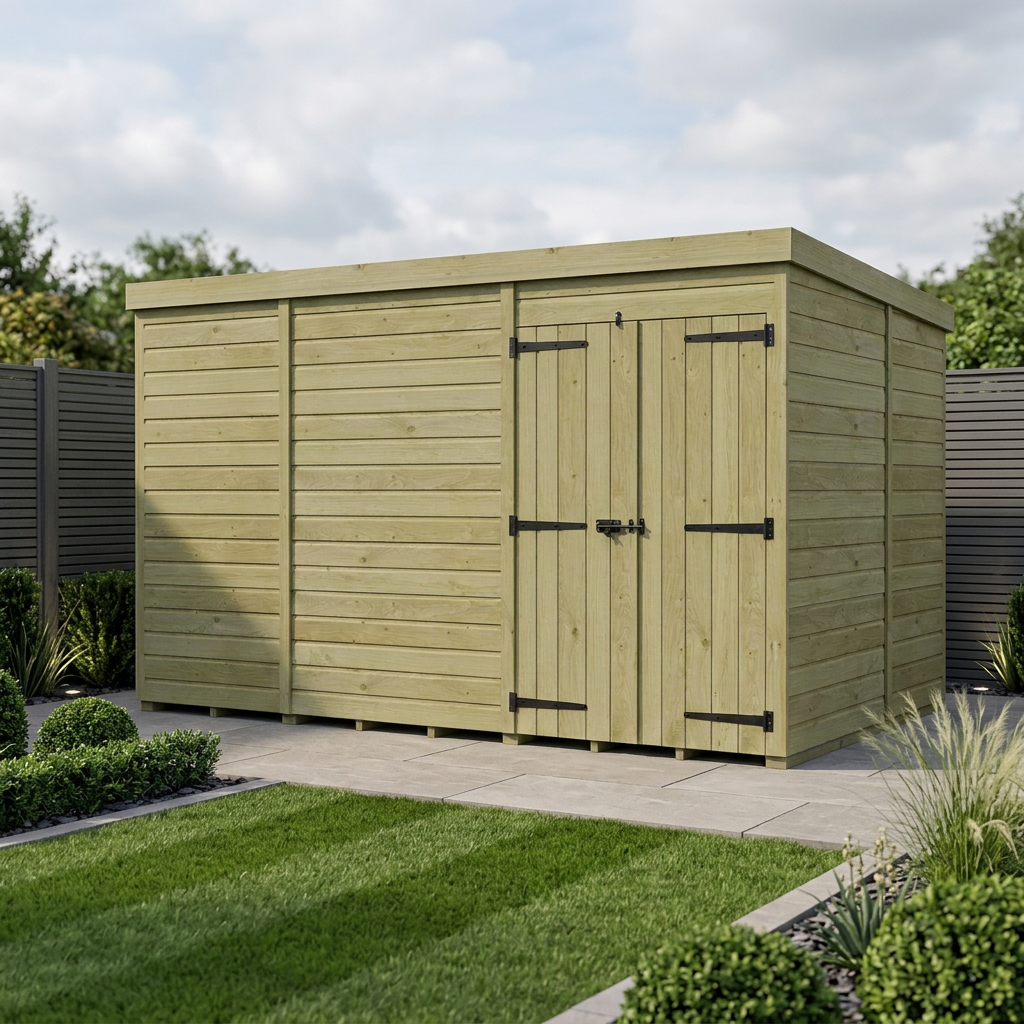 13 x 9 Pent Shed (Double Door, No Windows) - Pent Shed