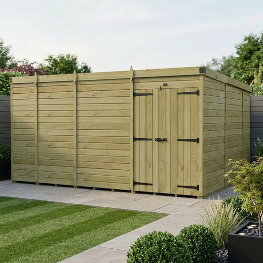 13 x 10 Pent Shed (Double Door, No Windows) - view 2