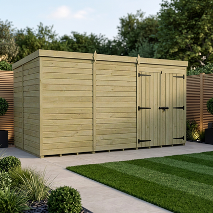 16 x 8 Pent Shed (Double Door, No Windows) - view 3
