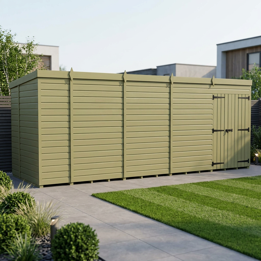 20 x 5 Pent Shed (Double Door, No Windows) - view 4