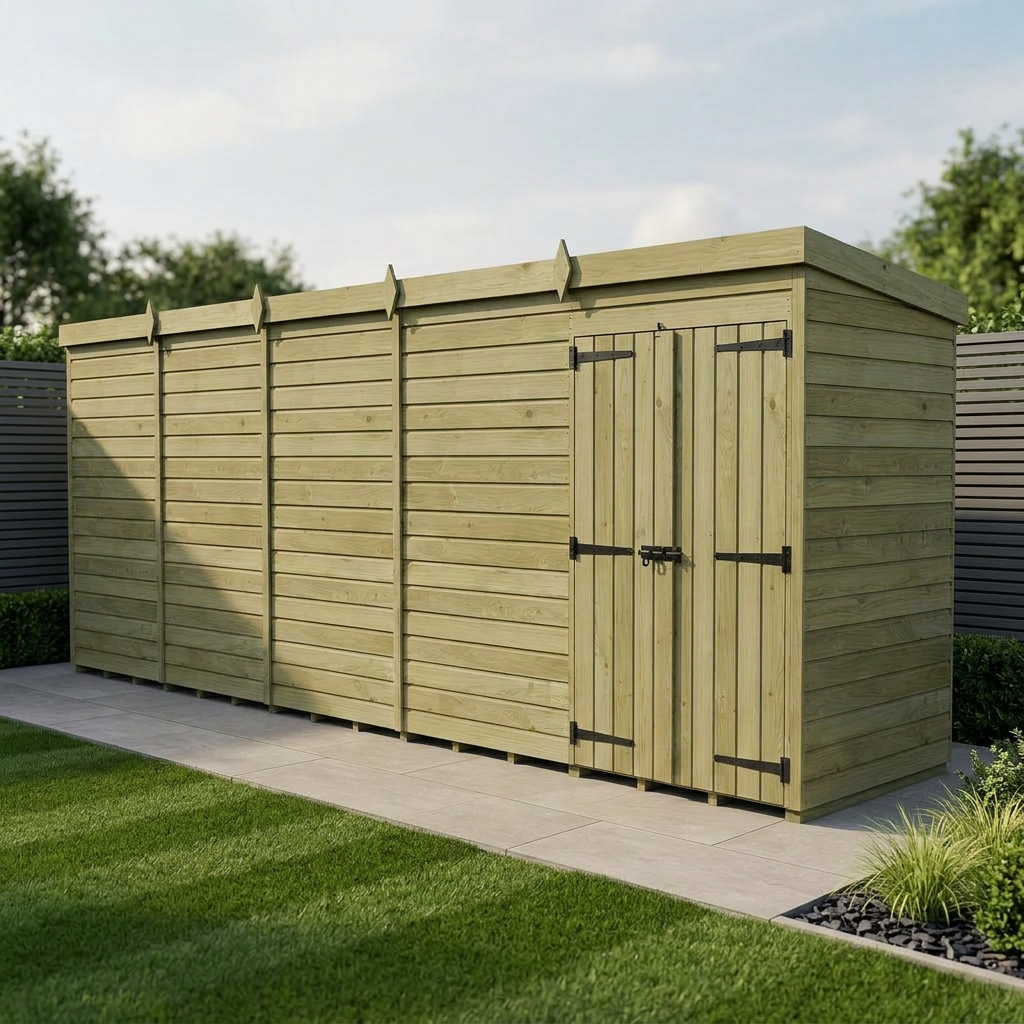 20 x 4 Pent Shed (Double Door, No Windows) - view 3