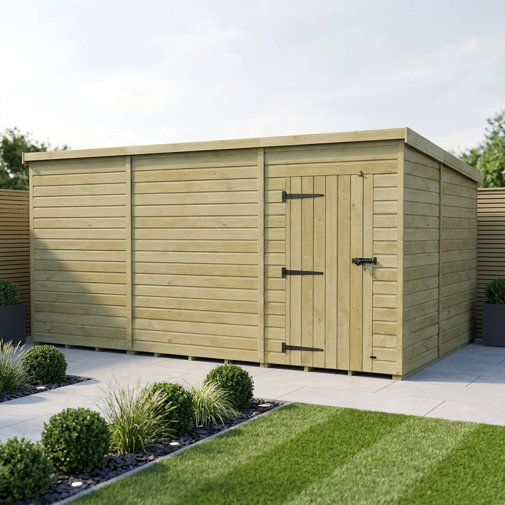 17 x 10 Pent Shed (Single Door, No Windows) - view 3