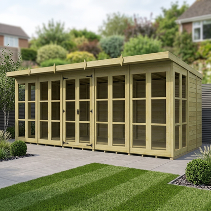 20 x 9 Georgian Window Pent Summer House - Georgian Summer House