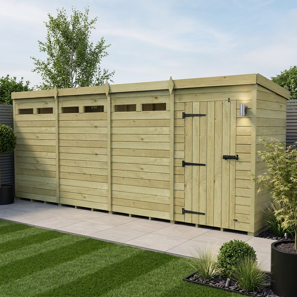 16 x 4 Security Pent Shed - Security Pent Shed