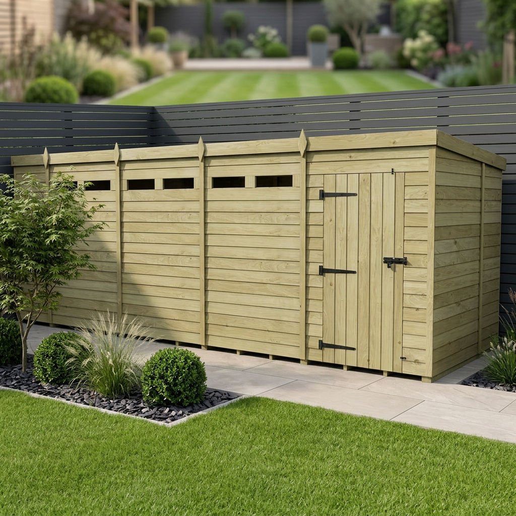 19 x 6  Security Pent Shed - Security Pent Shed
