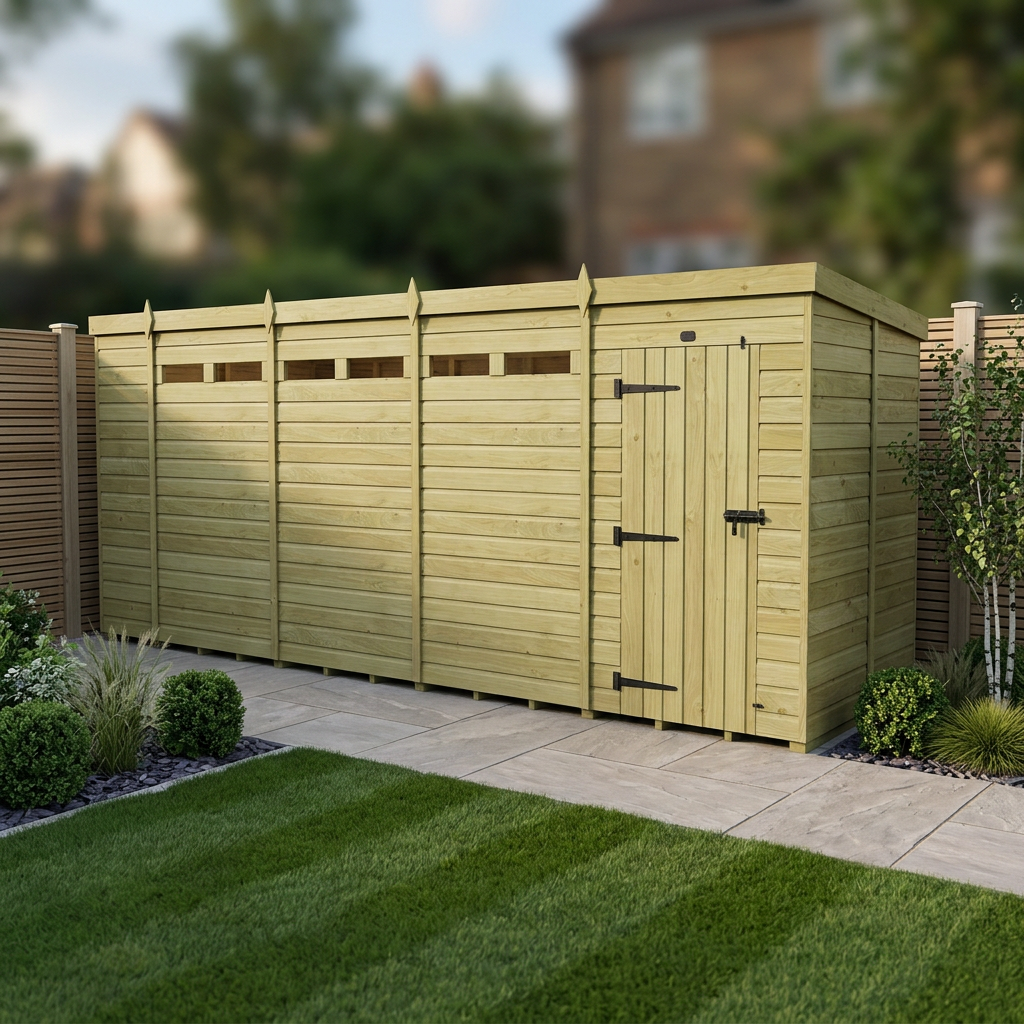 17 x 6  Security Pent Shed - Security Pent Shed