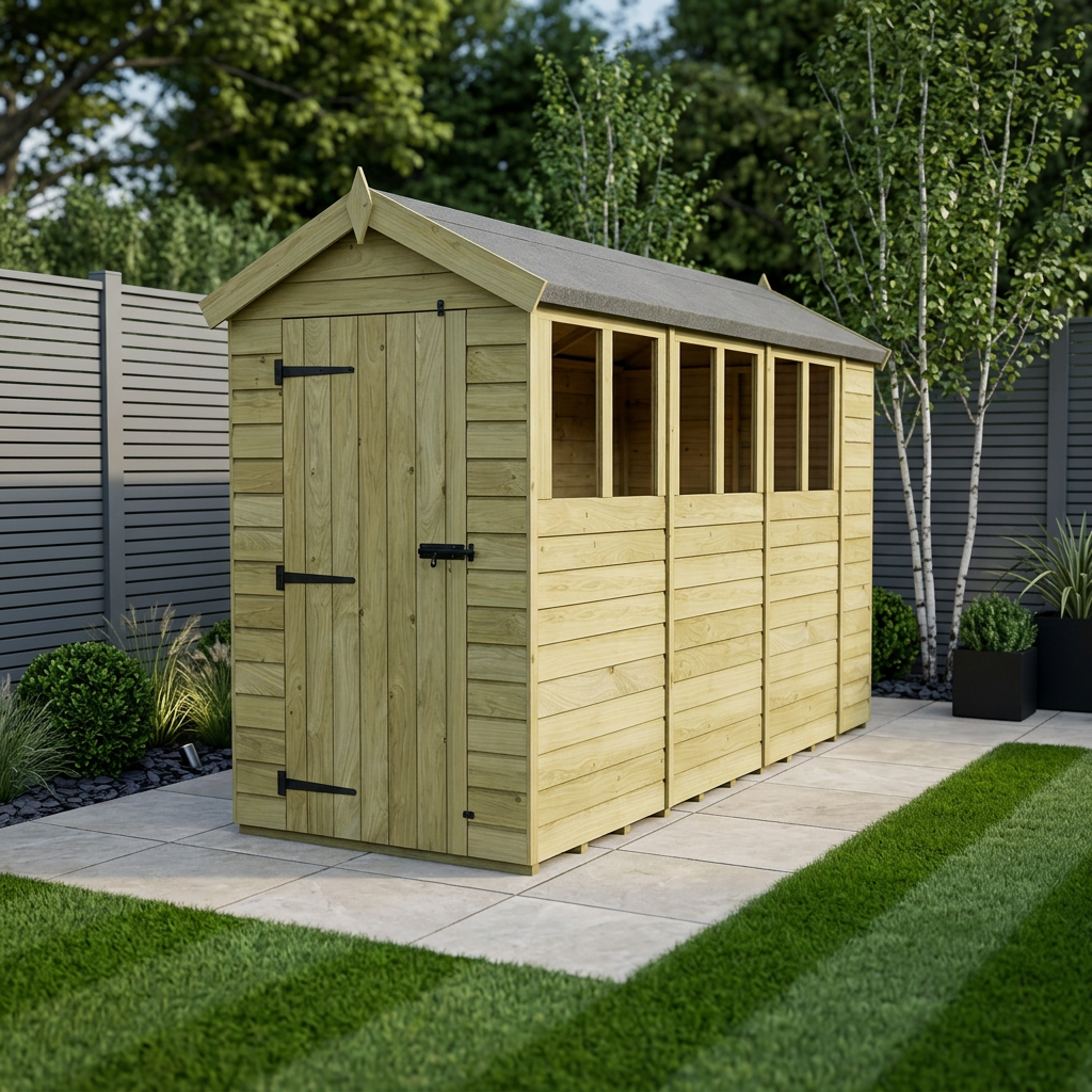 4 x 14 Apex Shed (Single Door, With Windows) - view 2