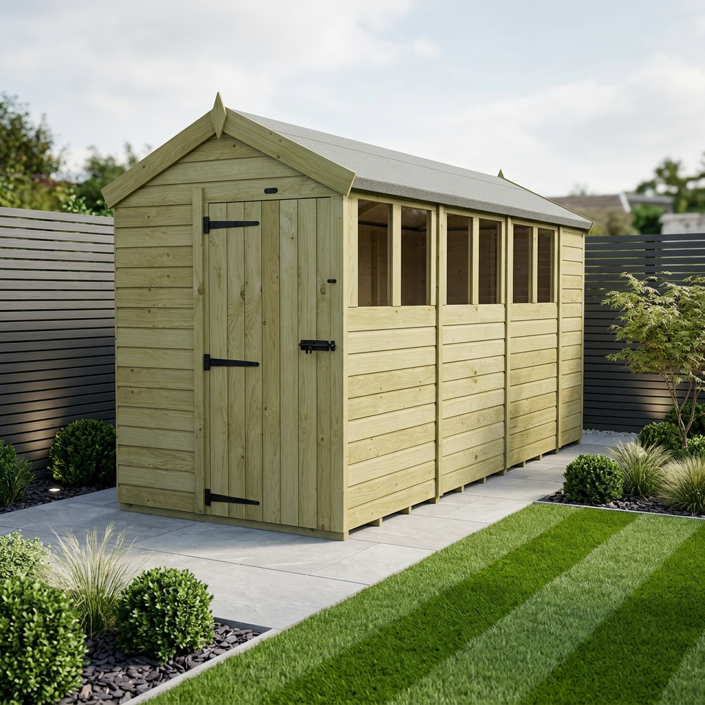 5 x 14 Apex Shed (Single Door, With Windows) - Apex Shed