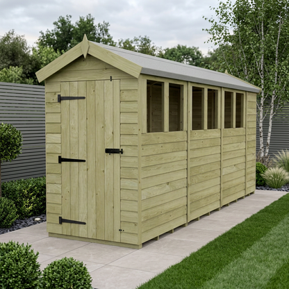 4 x 15 Apex Shed (Single Door, With Windows) - Apex Shed