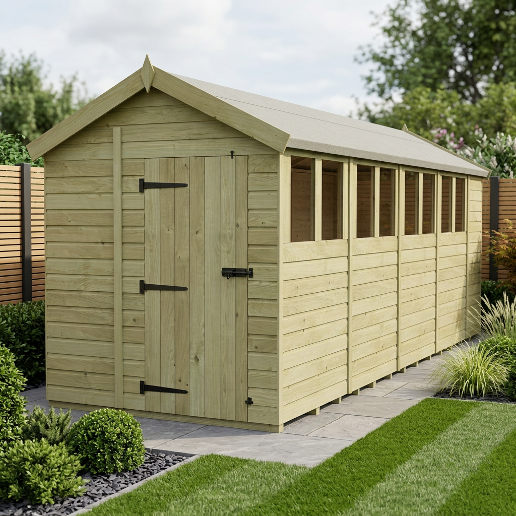 6 x 18 Apex Shed (Single Door, With Windows) - Apex Shed