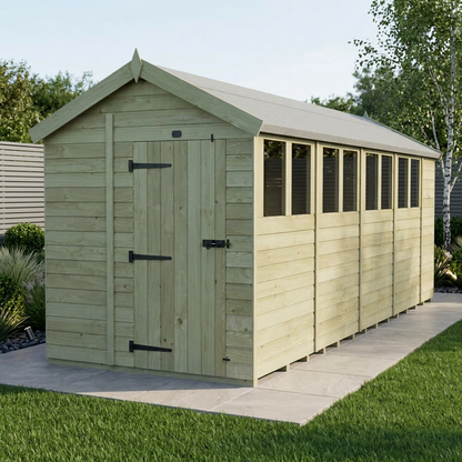 7 x 18 Apex Shed (Single Door, With Windows) - Apex Shed