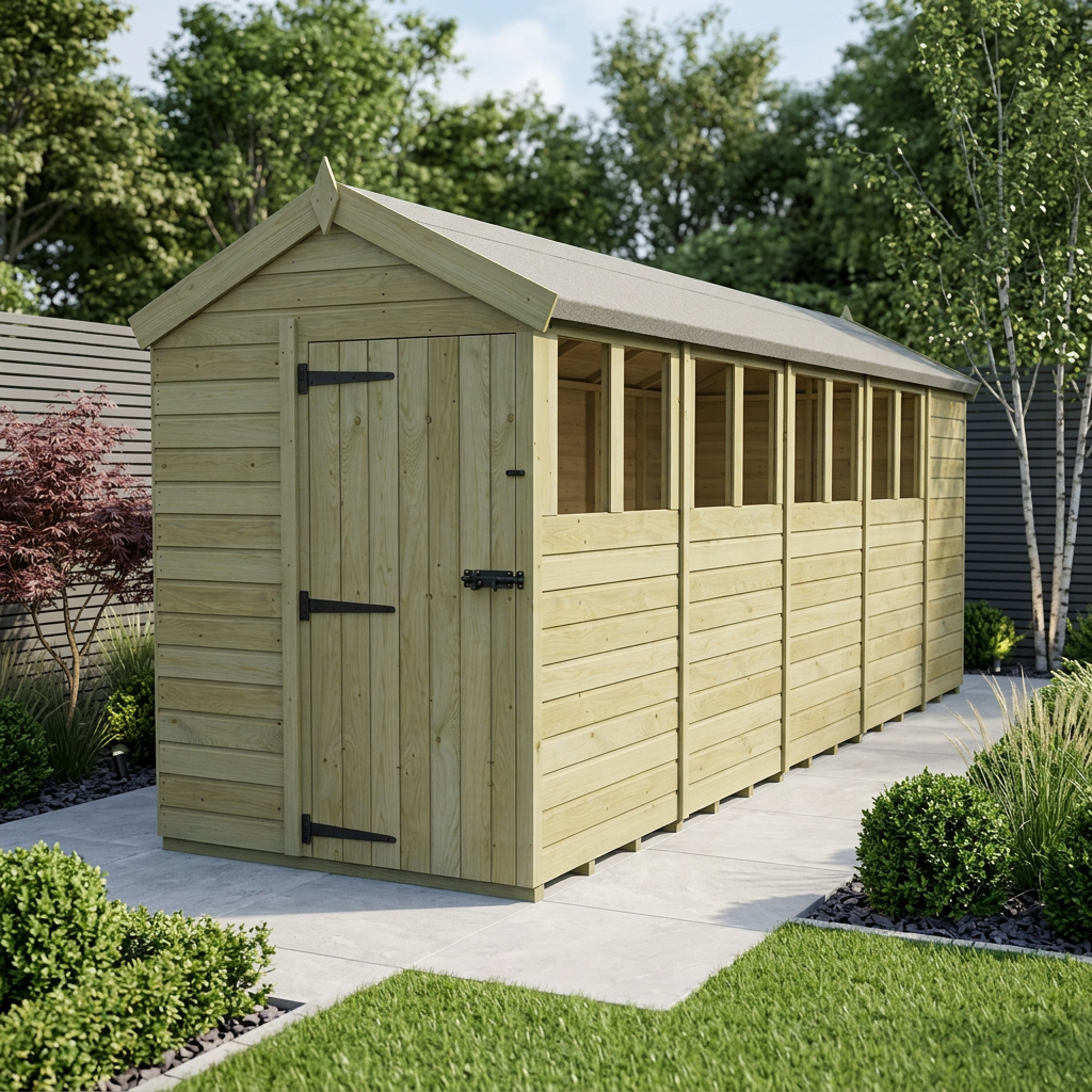 5 x 19 Apex Shed (Single Door, With Windows) - Apex Shed
