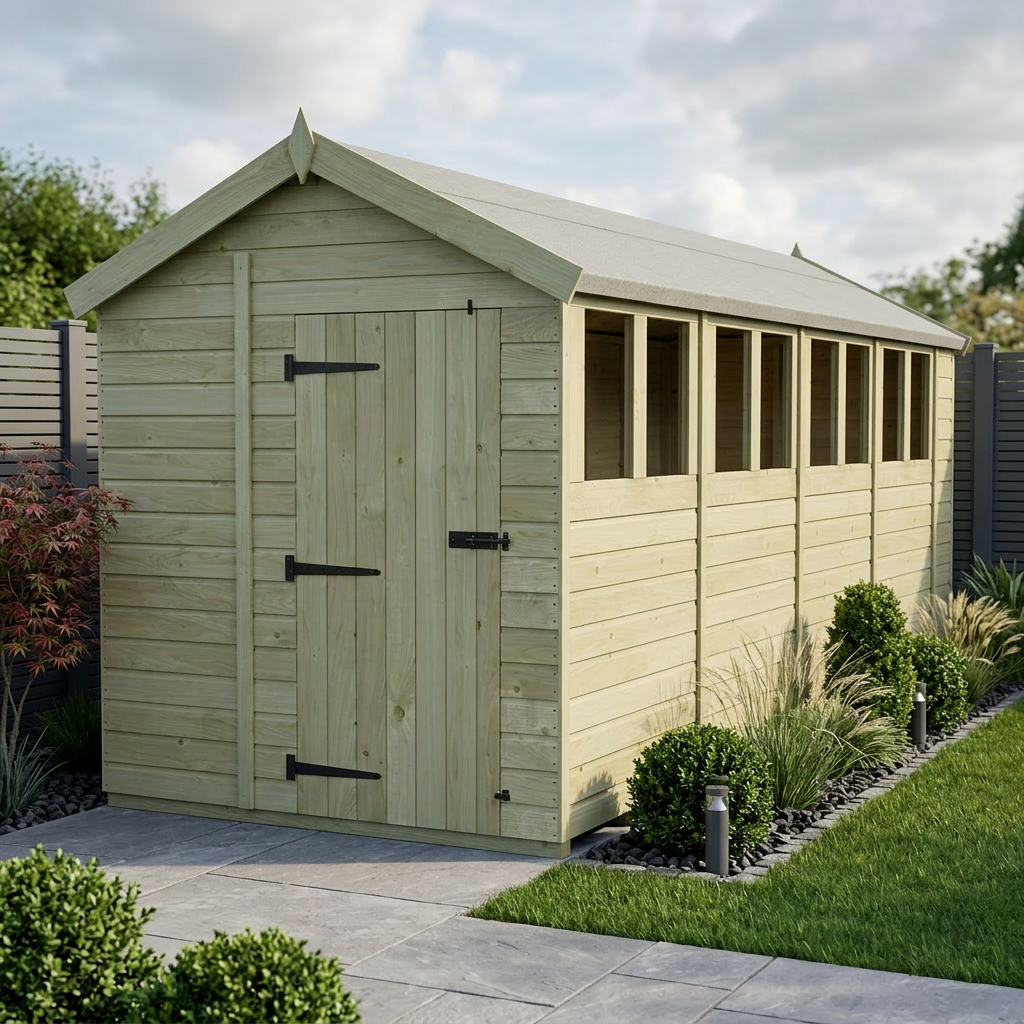 6 x 19 Apex Shed (Single Door, With Windows) - Apex Shed