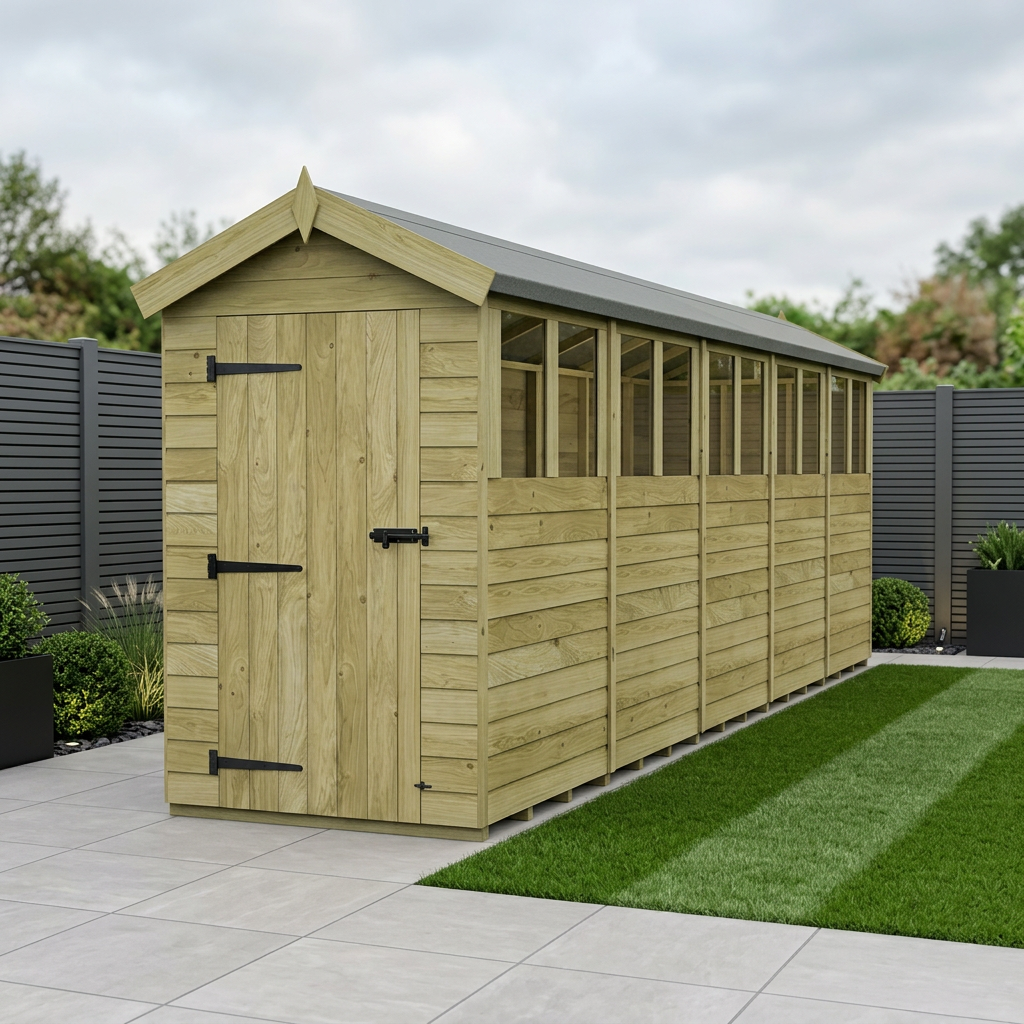 4 x 20 Apex Shed (Single Door, With Windows) - Apex Shed